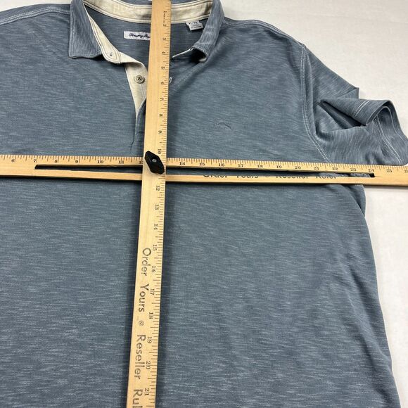 Tommy Bahama Men’s Polo Shirt Blue Slub Knit Soft Washed Resort Casual Beach XL - Picture 7 of 10